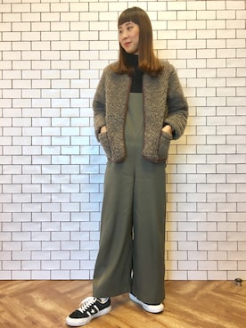 「BEAUTY&YOUTH UNITED ARROWS（ビューティーアンドユースユナイテッドアローズ）のBY∴ ジョーゼットサロペット -手洗い可能- ◆（サロペット/オーバーオール）」を使った、こいろん(･･)さん（レディース・165cm）の冬コーディネート