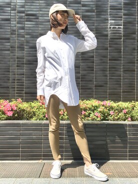 「レギンスコーデ」｜「アイテム（帽子）」を使った、こいろん(･･)さん（レディース・165cm）の春コーディネート