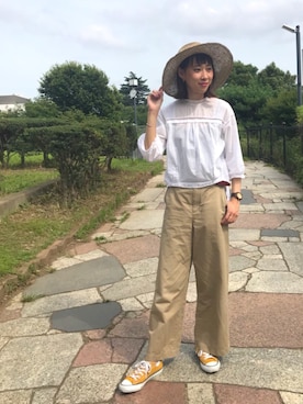 「RBS（アールビーエス）のアイテム（帽子）」を使った、こいろん(･･)さん（レディース・165cm）の夏コーディネート