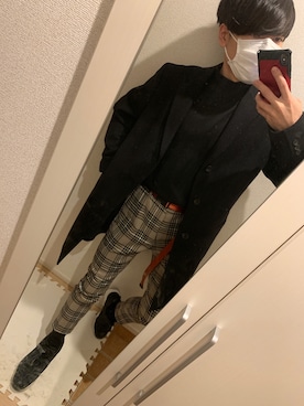 「カシミヤ」｜「アイテム（その他アウター）」を使った、ゲゲ丸さん（メンズ・173cm）の冬コーディネート