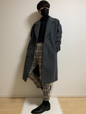 「kutir（クティール）のアイテム（チェスターコート）」を使った、ゲゲ丸さん（メンズ・173cm）の冬コーディネート