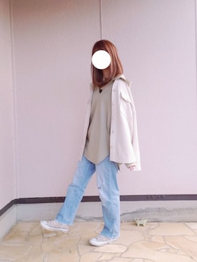 「LAKOLE（ラコレ）のアイテム（パーカー）」を使った、ゆきち(•ө•)さん（レディース・156cm）の春コーディネート