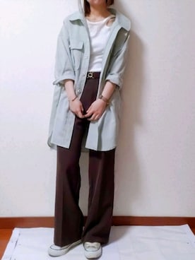 「AS KNOW AS PINKY（アズノゥアズピンキー）のアイテム（その他アウター）」を使った、ゆきち(•ө•)さん（レディース・156cm）の春コーディネート