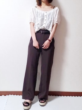 「abc une face（アーベーセーアンフェイス）のアイテム（トップス）」を使った、ゆきち(•ө•)さん（レディース・156cm）の夏コーディネート