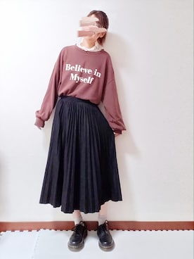 「ブラウン×ブラック」｜「アイテム（その他シューズ）」を使った、ゆきち(•ө•)さん（レディース・156cm）の秋コーディネート