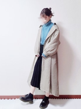 「chocomee（チョコミー）のアイテム（トレンチコート）」を使った、ゆきち(•ө•)さん（レディース・156cm）の秋コーディネート
