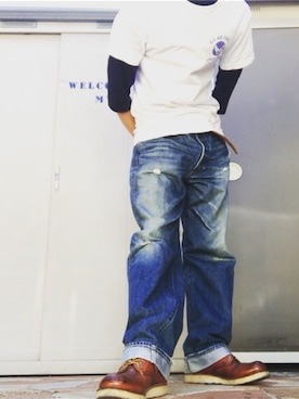 「Buzz Rickson's（バズリクソンズ）のアイテム（Tシャツ/カットソー）」を使った、ハマちゃんさん（メンズ・180cm）の夏コーディネート