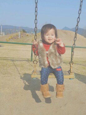 「H&M（エイチ・アンド・エム）のアイテム（その他アウター）」を使った、MOCO♡COさん（キッズ・80cm）の冬コーディネート