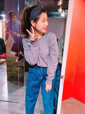 「working style」｜「アイテム（スウェット）」を使った、ティファニーさん（レディース・158cm）の春コーディネート