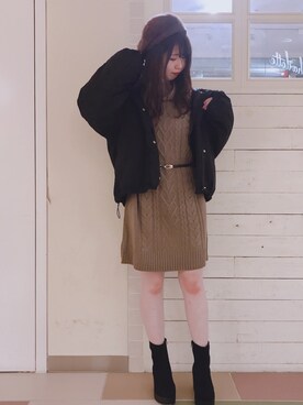 タートルケーブルニットワンピースを使ったコーディネート一覧 Wear