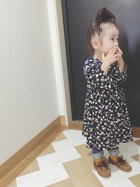 「アイテム（シャツワンピース）」を使った、ma-ya  ¨̮⑅*さん（キッズ・90cm）の秋コーディネート