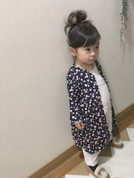 「アイテム（シャツワンピース）」を使った、ma-ya  ¨̮⑅*さん（キッズ・90cm）の秋コーディネート