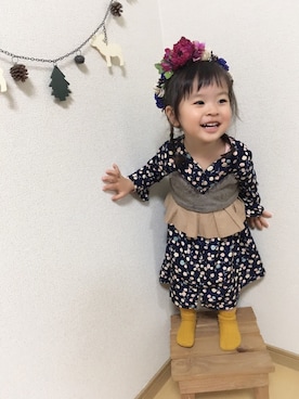 「アイテム（シャツワンピース）」を使った、ma-ya  ¨̮⑅*さん（キッズ・90cm）の冬コーディネート