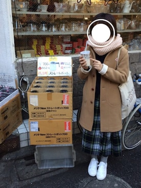 「DANTON（ダントン）のアイテム（ダッフルコート）」を使った、ayakaa.さん（レディース・158cm）の冬コーディネート