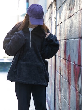 「パープル×黒」｜「アイテム（帽子）」を使った、kaaaaanaさん（レディース・155cm）の秋コーディネート