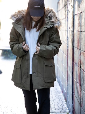 「Champion（チャンピオン）のアイテム（帽子）」を使った、kaaaaanaさん（レディース・155cm）の秋コーディネート