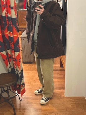 「carhartt」｜「アイテム（デニムジャケット）」を使った、tomoさん（メンズ・178cm）の冬コーディネート