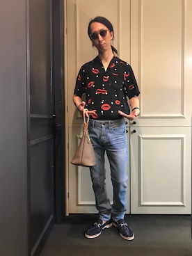 「YANUK（ヤヌーク）のアイテム（デニムパンツ）」を使った、おかださん（メンズ・175cm）の夏コーディネート
