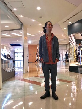 「ARMURE（アルミュール）のARMURE/アルミュール/stretch tuck trousers（その他パンツ）」を使った、おかださん（メンズ・175cm）の夏コーディネート