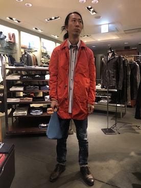 「Magnu（マヌー）のMagnu/マヌー/Tee Pee pouch（ハンドバッグ）」を使った、おかださん（メンズ・175cm）の冬コーディネート