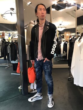 「DSQUARED2（ディースクエアード）のアイテム（ジャケット/アウター）」を使った、おかださん（メンズ・175cm）の春コーディネート