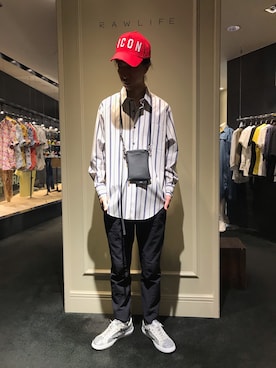 「DSQUARED2（ディースクエアード）のアイテム（帽子）」を使った、おかださん（メンズ・175cm）の春コーディネート