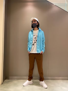 「1piu1uguale3 RELAX（ウノピュウノウグァーレトレリラックス）のアイテム（帽子）」を使った、おかださん（メンズ・175cm）の春コーディネート