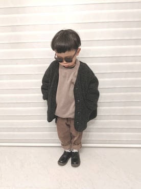 「アイテム（ローファー）」を使った、39cooo___さん（キッズ・90cm）の冬コーディネート