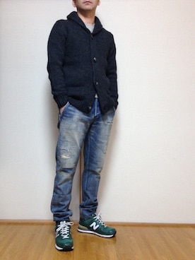 「H&M（エイチ・アンド・エム）のアイテム（スウェット）」を使った、Takaさん（メンズ・174cm）の冬コーディネート