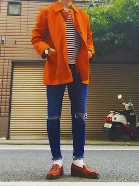 「417 EDIFICE（フォーワンセブンエディフィス）のアイテム（モカシン/デッキシューズ）」を使った、-TAKERU-さん（メンズ・175cm）の冬コーディネート
