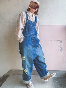 「Polo Ralph Lauren」｜「アイテム（サロペット/オーバーオール）」を使った、やぎの。さん（レディース・162cm）の春コーディネート