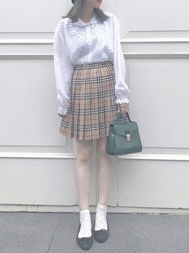 「バーバリー」｜「アイテム（ハンチング/ベレー帽）」を使った、namiさん（レディース・160cm）の秋コーディネート