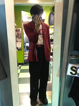 「M.Y.O.B（エム.ワイ.オー.ビー）のアイテム（テーラードジャケット）」を使った、ろたさん（メンズ・166cm）の秋コーディネート