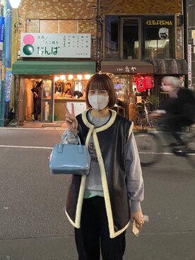「BEAMS」｜「アイテム（ボストンバッグ）」を使った、Namba Rinaさん（レディース・160cm）の冬コーディネート