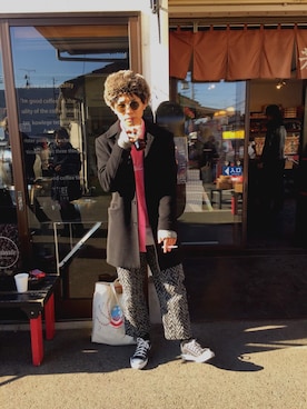 「KRIS VAN ASSCHE（クリスヴァンアッシュ）のアイテム（パンツ）」を使った、Dychさん（メンズ・170cm）の冬コーディネート