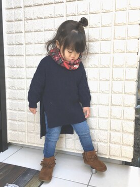 「CIAOPANIC TYPY（チャオパニックティピー）のアイテム（チュニック）」を使った、R.Y☺︎さん（キッズ・80cm）の冬コーディネート