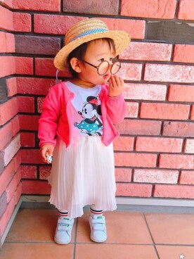「Moujonjon（ムージョンジョン）のアイテム（スカート）」を使った、えみりん🎀さん（キッズ・70cm）の春コーディネート