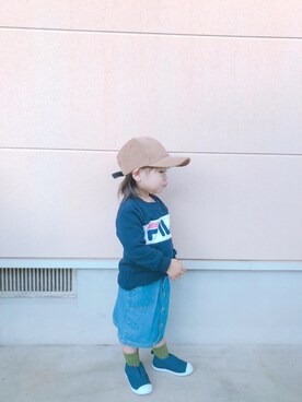 「FILA（フィラ）のアイテム（スウェット）」を使った、えみりん🎀さん（キッズ・80cm）の春コーディネート