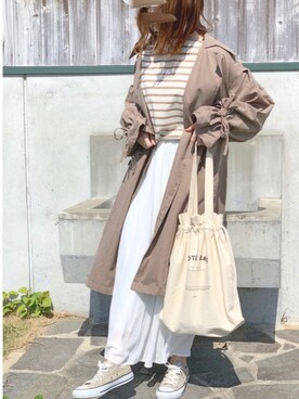 「ASZAKKA（アザッカ）のアイテム（バッグ）」を使った、TOMOさん（レディース・154cm）の春コーディネート