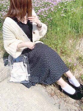 「ドットスカート」｜「アイテム（財布/小物）」を使った、TOMOさん（レディース・154cm）の春コーディネート