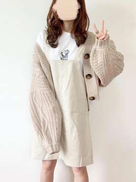 「アイテム（ジャンパースカート）」を使った、TOMOさん（レディース・154cm）の秋コーディネート