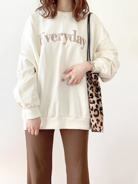 「リブニットパンツ」｜TOMOさん（レディース・154cm）の秋コーディネート