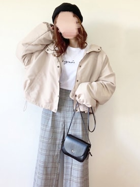 「アニエスベー」｜「アイテム（マウンテンパーカー）」を使った、TOMOさん（レディース・154cm）の秋コーディネート