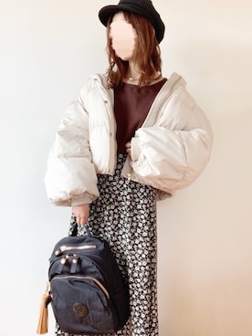 「ワッフル」｜「アイテム（ダウンジャケット/コート）」を使った、TOMOさん（レディース・154cm）の秋コーディネート