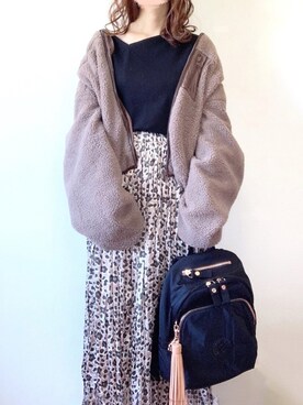 「アシンメトリー」｜「アイテム（ブルゾン）」を使った、TOMOさん（レディース・154cm）の冬コーディネート