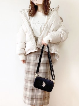 「DHOLIC（ディーホリック）のアイテム（その他アウター）」を使った、TOMOさん（レディース・154cm）の冬コーディネート