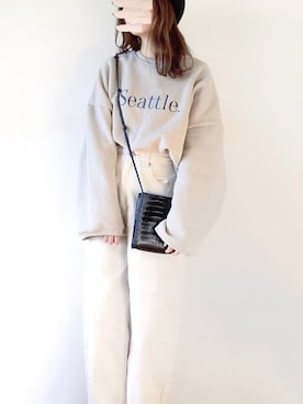 「CLEA（クレア）のアイテム（スウェット）」を使った、TOMOさん（レディース・154cm）の冬コーディネート