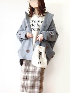 「mercibeaucoup,（メルシーボークー）のアイテム（その他アウター）」を使った、TOMOさん（レディース・154cm）の冬コーディネート