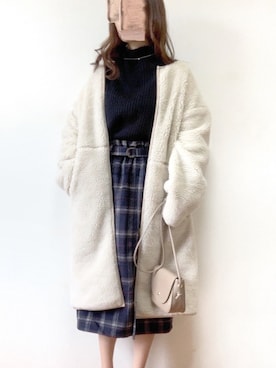 「NOLLEY’S（ノーリーズ）のアイテム（その他アウター）」を使った、TOMOさん（レディース・154cm）の冬コーディネート