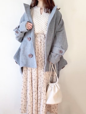 「mercibeaucoup,（メルシーボークー）のアイテム（その他アウター）」を使った、TOMOさん（レディース・154cm）の冬コーディネート